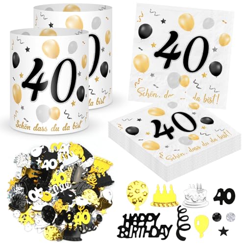 20 Stück Servietten 40. geburtstag+ 12 Stück Windlicht Tischdeko 40 Geburtstag + 500 Stück Konfetti 40 Geburtstag Deko Schwarze Gold, Deko 40. Geburtstag, Tisch Deko 40 Jahre Geburtstag Jubiläum 20 Stück Servietten 40. geburtstag+ 12 Stück Windlicht Tischdeko 40 Geburtstag + 500 Stück Konfetti 40 Geburtstag Deko Schwarze Gold, Deko 40. Geburtstag, Tisch Deko 40 Jahre Geburtstag Jubiläum von Sprinlot
