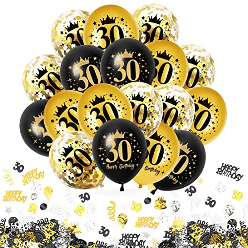 30 Stück 30 Geburtstag Deko Schwarz Gold, Luftballons 30. Geburtstag mit Konfetti, 30. Schwarz Gold Konfetti Zahlenballon, 30 Happy Birthday Deko für Männer Frauen Jubiläum Geburtstags Party Tisch 30 Stück 30 Geburtstag Deko Schwarz Gold, Luftballons 30. Geburtstag mit Konfetti, 30. Schwarz Gold Konfetti Zahlenballon, 30 Happy Birthday Deko für Männer Frauen Jubiläum Geburtstags Party Tisch von Sprinlot