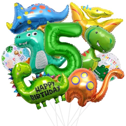 5. Geburtstag Dinosaurier Junge, Geburtstagsdeko 5 Jahre Dinosaurier, Dino Helium Ballons, Riesen Folien Dino Ballon für Jungen Kindergeburtstag Dekorationen Dschungel Party Zubehör von Sprinlot