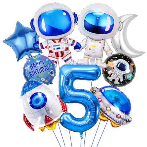 5. Geburtstag Junge, Geburtstagsdeko 5 Jahre Junge, Weltraum-Ballons Astronauten Raketen Ballon Raumschiff Ballon für Jungen Kindergeburtstag Dekorationen Universum Party Babyparty Zubehör von Sprinlot
