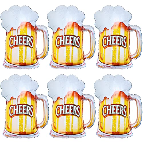 6 Stück Bier Luftballons, XXL Bierglas Heliumballon, Giant Bier Aluminium Folie Ballons, Riesenballon Bierkglas Folienballon für Kinder Geburtstag Urlaub Hochzeit Bierthema Party Hochzeit Festival von Sprinlot