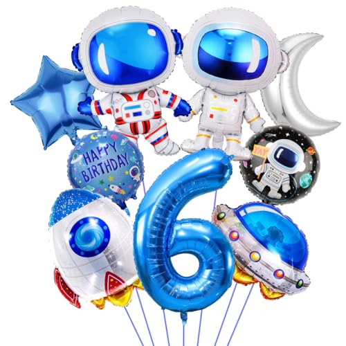 Weltraum Geburtstag Deko 6 Jahre, Rakete Astronauten Folienballon, Geburtstagsdeko 6. Junge, Runde Astronaut Helium Ballon, Raumschiff Luftballons für Jungen Kinder Geburtstag Universum Motto Party Weltraum Geburtstag Deko 6 Jahre, Rakete Astronauten Folienballon, Geburtstagsdeko 6. Junge, Runde Astronaut Helium Ballon, Raumschiff Luftballons für Jungen Kinder Geburtstag Universum Motto Party von Sprinlot