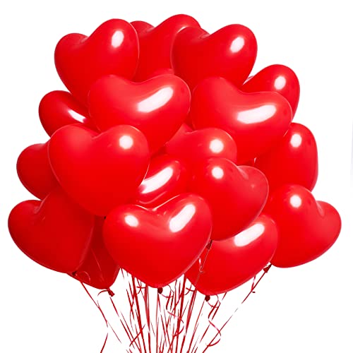 60 Herzluftballons Rot, XL Helium Herzluftballons, 12 Zoll Rot Herz Luftballons, Latex Ballons mit Herzform für Hochzeitsdeko Brautdusche Valentinstag Geburtstags Verlobung JGA Party Deko von Sprinlot