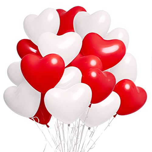60 Herzluftballons Rot Weiß, XL Helium Herzluftballons, 12 Zoll Rot Weiß Herz Luftballons, Latex Ballons mit Herzform für Hochzeitsdeko Brautdusche Valentinstag Geburtstags Verlobung JGA Party Deko 60 Herzluftballons Rot Weiß, XL Helium Herzluftballons, 12 Zoll Rot Weiß Herz Luftballons, Latex Ballons mit Herzform für Hochzeitsdeko Brautdusche Valentinstag Geburtstags Verlobung JGA Party Deko von Sprinlot