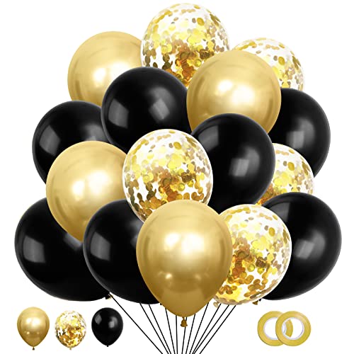 60 Stück Luftballons Schwarz Metallic Gold, Ballon Metallic Gold Schwarz, Schwarz Metallic Gold Konfetti Luftballons, Helium Luftballons für Geburtstag Hochzeit Graduierung Party Dekoration 60 Stück Luftballons Schwarz Metallic Gold, Ballon Metallic Gold Schwarz, Schwarz Metallic Gold Konfetti Luftballons, Helium Luftballons für Geburtstag Hochzeit Graduierung Party Dekoration von Sprinlot
