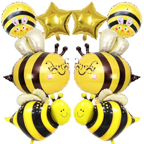 8 Stück Biene Folienballon, Biene Themenballon, XXL süße Biene Helium Ballon, Kinder Happy Birthday Biene Ballon, Luftballons für Kinder Mädchen Geburtstag Baby Shower Hochzeit Jubiläum Motto Party von Sprinlot