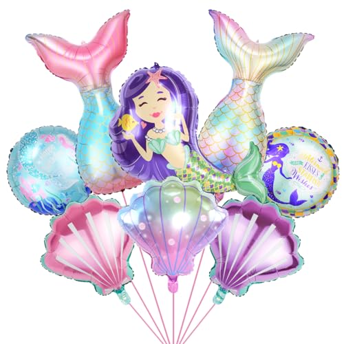 8 Stück Luftballon Meerjungfrau, XXL Folienballon Mermaid, Muschel Schwanz Ballon Set, Runde Meerjungfrau Helium Ballon für Mädchen Geburtstags Feier Festival Ozean Themen Party Hochzeit Dekoration 8 Stück Luftballon Meerjungfrau, XXL Folienballon Mermaid, Muschel Schwanz Ballon Set, Runde Meerjungfrau Helium Ballon für Mädchen Geburtstags Feier Festival Ozean Themen Party Hochzeit Dekoration von Sprinlot