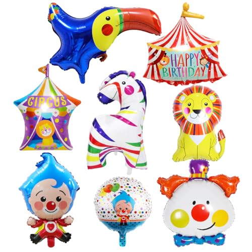 8 Stück Zirkus Tiere Folienballon, Clown Ballon, XXL Aluminium Folie Zebra ballon, Zirkus Löwe Luftballons, Zirkuszelt Riesenballon zum Karneval Urlaub Geburtstag Baby Shower Thematische Party Deko 8 Stück Zirkus Tiere Folienballon, Clown Ballon, XXL Aluminium Folie Zebra ballon, Zirkus Löwe Luftballons, Zirkuszelt Riesenballon zum Karneval Urlaub Geburtstag Baby Shower Thematische Party Deko von Sprinlot