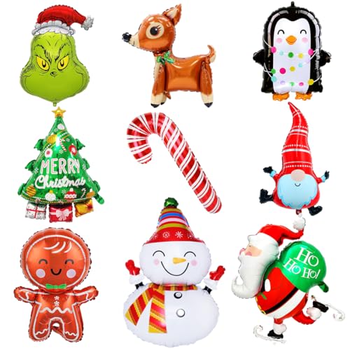 9 Stück Weihnachten Folienballon, XXL Weihnachtsdeko Ballon, Lebkuchenmann Weihnachtsmann Luftballons, Weihnachtsbaum Riesenballon, Pinguin Helium Ballon für Geburtstag Xmas Weihnachten Party Deko 9 Stück Weihnachten Folienballon, XXL Weihnachtsdeko Ballon, Lebkuchenmann Weihnachtsmann Luftballons, Weihnachtsbaum Riesenballon, Pinguin Helium Ballon für Geburtstag Xmas Weihnachten Party Deko von Sprinlot