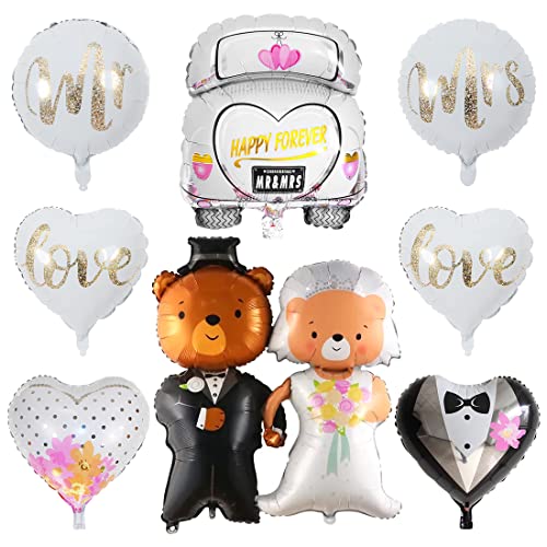 Mr Mrs Love Folienballon, 9 Stück Hochzeit Themenballon, Hochzeitsauto süßer Bär Ballon, Luftballons Hochzeit Set für Hochzeitsfeier Verlobung Brautpaar Anniversary Heiratsantrag Dekoration Mr Mrs Love Folienballon, 9 Stück Hochzeit Themenballon, Hochzeitsauto süßer Bär Ballon, Luftballons Hochzeit Set für Hochzeitsfeier Verlobung Brautpaar Anniversary Heiratsantrag Dekoration von Sprinlot