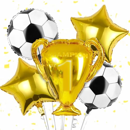5 Stück Fussball Luftballon, Trophäe Folienballon mit 18" Fußball Ballon, Fussball Deko Geburtstag Kinder, Soccer Champion Ballons Deko für Junge Kinder Geburtstag Weltmeisterschaft Spieltag Party 5 Stück Fussball Luftballon, Trophäe Folienballon mit 18" Fußball Ballon, Fussball Deko Geburtstag Kinder, Soccer Champion Ballons Deko für Junge Kinder Geburtstag Weltmeisterschaft Spieltag Party von Sprinlot