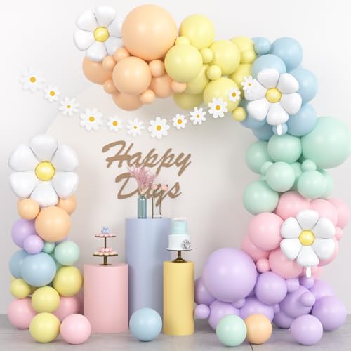 Gänseblümchen Geburtstag Luftballons Set, Pastell Luftballon Girlande Kit mit Blume Folienballons Banner, Bunt Regenbogen Party Ballons für Hochzeit Baby Shower Geburtstag Jahrestag Karneval Mädchen Gänseblümchen Geburtstag Luftballons Set, Pastell Luftballon Girlande Kit mit Blume Folienballons Banner, Bunt Regenbogen Party Ballons für Hochzeit Baby Shower Geburtstag Jahrestag Karneval Mädchen von Sprinlot