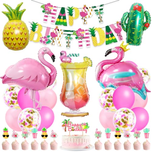 Hawaii Party Deko, Flamingo Geburtstags Deko, Folienballon Flamingo Frucht, Beach Hawaii ballons mit Banner, Hawaii Dekoration Set für Geburtstags Party Tropische Sommer Strand Zubehör Hawaii Party Deko, Flamingo Geburtstags Deko, Folienballon Flamingo Frucht, Beach Hawaii ballons mit Banner, Hawaii Dekoration Set für Geburtstags Party Tropische Sommer Strand Zubehör von Sprinlot