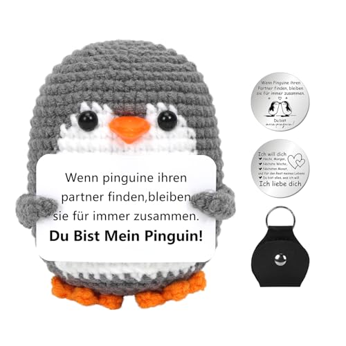 Mini Pinguin Ich Liebe Dich Geschenke, Jahrestag Geschenk für Frauen, Pinguin Puppe mit Liebesmünzen Karte, Pocket Hug Pinguin, Romantische Geschenk für Ehefrau Hochzeitstag Valentinstag Geburtstag von Sprinlot