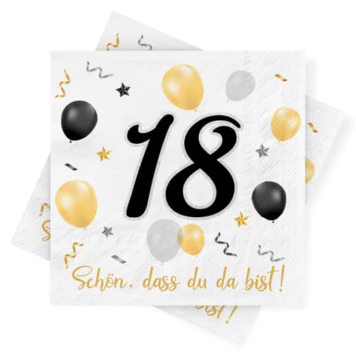 Servietten 18. geburtstag, 30 Stück Schwarze Gold Geburtstags Servietten, Deko 18. Geburtstag Schön, dass Du da bist, 3-Lagig Papierservietten für Junge Mädchen Geburtstag Jubiläum Tischdekoration Servietten 18. geburtstag, 30 Stück Schwarze Gold Geburtstags Servietten, Deko 18. Geburtstag Schön, dass Du da bist, 3-Lagig Papierservietten für Junge Mädchen Geburtstag Jubiläum Tischdekoration von Sprinlot