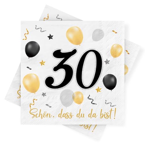 Servietten 30. geburtstag, 30 Stück Schwarze Gold Geburtstags Servietten, Deko 30. Geburtstag Schön, dass Du da bist, 3-Lagig Papierservietten für Mann Frau Geburtstag Feier Jubiläum Tischdekoration Servietten 30. geburtstag, 30 Stück Schwarze Gold Geburtstags Servietten, Deko 30. Geburtstag Schön, dass Du da bist, 3-Lagig Papierservietten für Mann Frau Geburtstag Feier Jubiläum Tischdekoration von Sprinlot