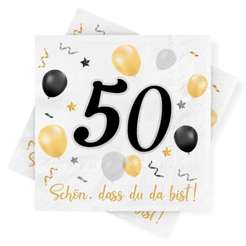 Servietten 50. geburtstag, 30 Stück Schwarze Gold Geburtstags Servietten, Deko 50. Geburtstag Schön, dass Du da bist, 3-Lagig Papierservietten für Mann Frau Geburtstag Feier Jubiläum Tischdekoration Servietten 50. geburtstag, 30 Stück Schwarze Gold Geburtstags Servietten, Deko 50. Geburtstag Schön, dass Du da bist, 3-Lagig Papierservietten für Mann Frau Geburtstag Feier Jubiläum Tischdekoration von Sprinlot