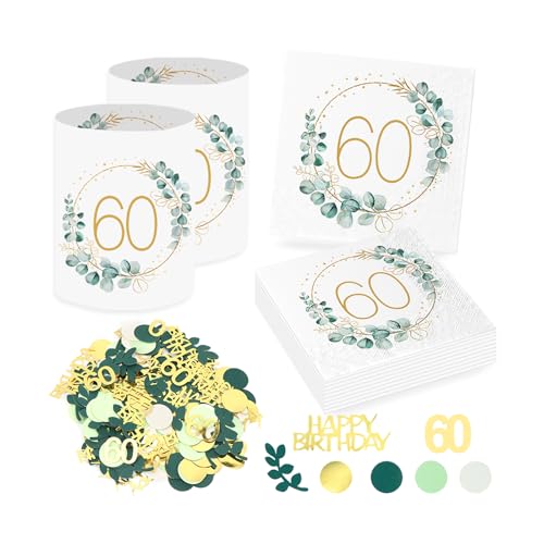 Sprinlot 20 Stück 60. Geburtstag Deko Servietten + 12 Stück Windlicht Tischdeko 60 Geburtstag + Eukalyptus Konfetti Tischdeko Grün Deko 60 Geburtstag Frau, Geschenke zum 60 Geburtstag Frau Mann Sprinlot 20 Stück 60. Geburtstag Deko Servietten + 12 Stück Windlicht Tischdeko 60 Geburtstag + Eukalyptus Konfetti Tischdeko Grün Deko 60 Geburtstag Frau, Geschenke zum 60 Geburtstag Frau Mann von Sprinlot