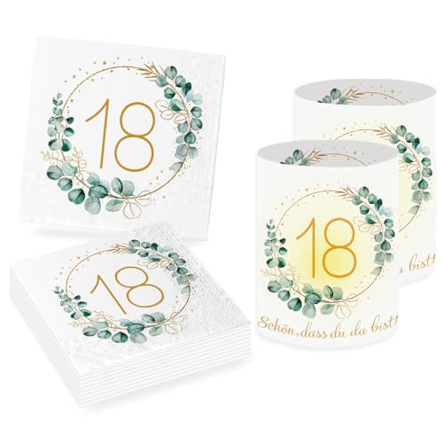 Sprinlot 20 Stück Servietten 18. Geburtstag+12 Stück Windlicht Tischdeko 18 Geburtstag, Deko 18. Geburtstag Mädchen Junge, Servietten Eukalyptus Geburtstag Windlichter Wohnungseinrichtung Sprinlot 20 Stück Servietten 18. Geburtstag+12 Stück Windlicht Tischdeko 18 Geburtstag, Deko 18. Geburtstag Mädchen Junge, Servietten Eukalyptus Geburtstag Windlichter Wohnungseinrichtung von Sprinlot