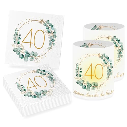 Sprinlot 20 Stück Servietten 40. Geburtstag+12 Stück Windlicht Tischdeko 40 Geburtstag Frauen, Deko 40. Geburtstag Frau Mann, Servietten Eukalyptus Geburtstag Windlichter, Wohnungseinrichtung Sprinlot 20 Stück Servietten 40. Geburtstag+12 Stück Windlicht Tischdeko 40 Geburtstag Frauen, Deko 40. Geburtstag Frau Mann, Servietten Eukalyptus Geburtstag Windlichter, Wohnungseinrichtung von Sprinlot