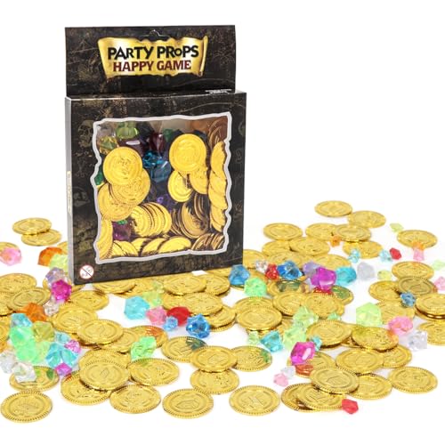 Sprinlot Piratenschatz Kindergeburtstag, 100 Stück Goldmünzen Kinder und 100g Piraten Edelsteine, Schatztruhe Kindergeburtstag, Piraten Mitgebsel Deko Kindergeburtstag Sprinlot Piratenschatz Kindergeburtstag, 100 Stück Goldmünzen Kinder und 100g Piraten Edelsteine, Schatztruhe Kindergeburtstag, Piraten Mitgebsel Deko Kindergeburtstag von Sprinlot