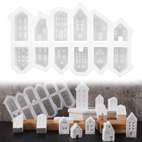 Sprinlot Silikonformen Gießformen Haus, 12 Stück Silikonform Mini Häuser, Silikonform Weihnachten Mini, Epoxidharz Formen Häuser, Giessformen Silikon zum Ausgießen Sprinlot Silikonformen Gießformen Haus, 12 Stück Silikonform Mini Häuser, Silikonform Weihnachten Mini, Epoxidharz Formen Häuser, Giessformen Silikon zum Ausgießen von Sprinlot