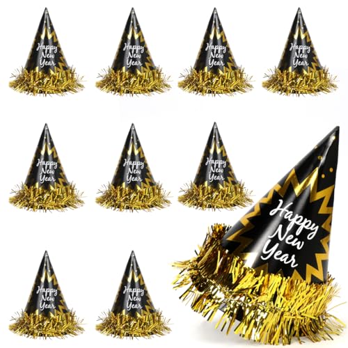 Sprinlot Silvester Partyhüte, 9 Pcs Silvester Hütchen Schwarzes Gold, Frohes Neues Jahr Kegel Hüte, Neujahr Party Hütchen, Silvester Deko Sprinlot Silvester Partyhüte, 9 Pcs Silvester Hütchen Schwarzes Gold, Frohes Neues Jahr Kegel Hüte, Neujahr Party Hütchen, Silvester Deko von Sprinlot