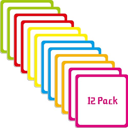 Magnetische Blanko-Etiketten, 12 Stück wiederverwendbare Neon-Namensschilder-Magnete mit buntem Rahmen in 6 Farben für Whiteboard, Spind, Kühlschrank, Schule, Büro, Zuhause von SpriteGru
