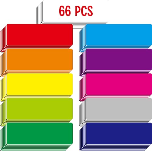 Magnetische Namensschilder, 66 Stück Trockenlöschbare Wiederverwendbare Neon-Namenssticker Regenbogenrahmen in 11 Farben für Whiteboards Schließfächer Kühlschrank Schule Büro Zuhause (2,5cm x 7,6cm) von SpriteGru
