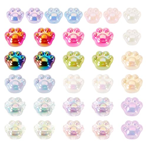 SPRITEWELRY 32 Stück Katzenpfotenabdruck-Perlen, UV-Beschichtung, Katzenpfoten-Acrylperlen, bunte niedliche Katzenpfoten-Abstandshalter, Perlen für Halskette, Armband, Schmuckherstellung SPRITEWELRY 32 Stück Katzenpfotenabdruck-Perlen, UV-Beschichtung, Katzenpfoten-Acrylperlen, bunte niedliche Katzenpfoten-Abstandshalter, Perlen für Halskette, Armband, Schmuckherstellung von Spritewelry