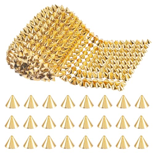 Spritewelry 1 yard Nähen Stich Auf Spike Stud Kegel Flatback Punk Rock Trim Mesh Nieten Band Nähen Perlen Trim Für Kleidung Party Dekoration DIY Handwerk Gold von Spritewelry
