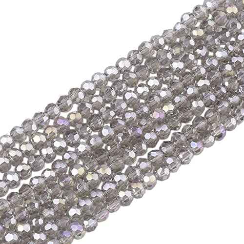 Spritewelry 10 Stränge/1000 Stück 4 mm Kristallglasperlen Hellgrau Transparent Facettierte Perlen für DIY Armband Halskette Ohrring Schmuck Kunst Handwerk Herstellung Vertikales Loch: 0,5 mm von Spritewelry