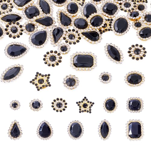 Spritewelry 100 Stück Strasssteine mit flacher Rückseite, tropfenförmig, rund, Sterne, zum Aufnähen, schwarze Kristall-Edelsteine, Strass-Knöpfe mit goldfarbener Kralle, für Schmuck, Handwerk Spritewelry 100 Stück Strasssteine mit flacher Rückseite, tropfenförmig, rund, Sterne, zum Aufnähen, schwarze Kristall-Edelsteine, Strass-Knöpfe mit goldfarbener Kralle, für Schmuck, Handwerk von Spritewelry