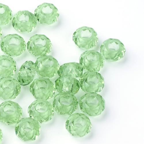 Spritewelry 100 Stück grüne Glasperlen mit großem Loch, europäische Perlen, 14 mm, facettierte Rondelle, Glaskristallperlen für Bastelarbeiten, Armbänder, Halsketten, Ohrringe Spritewelry 100 Stück grüne Glasperlen mit großem Loch, europäische Perlen, 14 mm, facettierte Rondelle, Glaskristallperlen für Bastelarbeiten, Armbänder, Halsketten, Ohrringe von Spritewelry