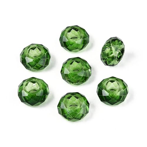 Spritewelry 100 Stück grüne Glasperlen mit großem Loch, europäische Perlen, 14 mm, facettierte Rondelle, Kristallglasperlen für Bastelarbeiten, Armbänder, Halsketten, Ohrringe Spritewelry 100 Stück grüne Glasperlen mit großem Loch, europäische Perlen, 14 mm, facettierte Rondelle, Kristallglasperlen für Bastelarbeiten, Armbänder, Halsketten, Ohrringe von Spritewelry