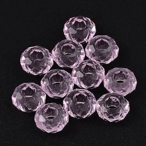 Spritewelry 100 Stück rosa Glasperlen mit großem Loch, europäische Perlen, 14 mm, facettierte Rondelle, Glaskristallperlen für Bastelarbeiten, Armbänder, Halsketten, Ohrringe Spritewelry 100 Stück rosa Glasperlen mit großem Loch, europäische Perlen, 14 mm, facettierte Rondelle, Glaskristallperlen für Bastelarbeiten, Armbänder, Halsketten, Ohrringe von Spritewelry