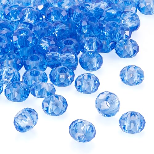 Spritewelry 100 blaue Glasperlen mit großem Loch, europäische Perlen, 14 mm, facettierte Glas-Rondelle, Kristallperlen für Bastelarbeiten, Armbänder, Halsketten, Ohrringe Spritewelry 100 blaue Glasperlen mit großem Loch, europäische Perlen, 14 mm, facettierte Glas-Rondelle, Kristallperlen für Bastelarbeiten, Armbänder, Halsketten, Ohrringe von Spritewelry