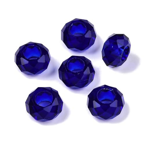 Spritewelry 100 blaue Glasperlen mit großem Loch, europäische Perlen, 14 mm, facettierte Glas-Rondelle, Kristallperlen für Bastelarbeiten, Armbänder, Halsketten, Ohrringe Spritewelry 100 blaue Glasperlen mit großem Loch, europäische Perlen, 14 mm, facettierte Glas-Rondelle, Kristallperlen für Bastelarbeiten, Armbänder, Halsketten, Ohrringe von Spritewelry