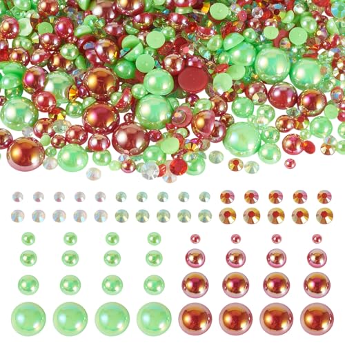 Spritewelry 100 g gemischte flache Perlen und Strasssteine, Cabochons, 3–9 mm, Kunststoff-Strasssteine, Halbperlen zum Basteln, Scrapbooking, Nagelkunst, Handyhüllen, DIY-Schmuckherstellung von Spritewelry