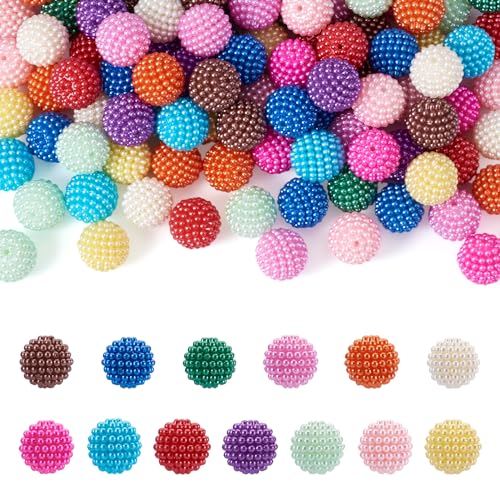 Spritewelry 104 Stück große Kaugummi-Perlen, rund, Bayberry, lose Abstandshalter, bunte Pavé-Fassung, Discokugel für Schmuckherstellung von Spritewelry