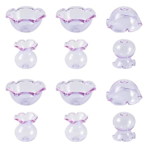 Spritewelry 12 Stück Blumen-Glasperlen, Kegel, Kristall, Windglocke, Abstandhalter, Quallen, Perlen für DIY-Windspiele, Ohrringe, Halsketten, Schmuckherstellung, Flieder von Spritewelry