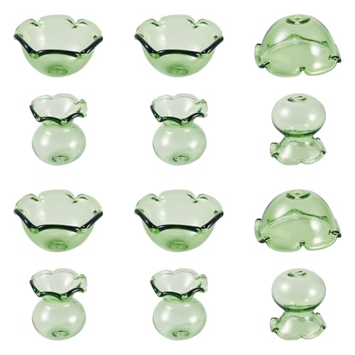Spritewelry 12 Stück Blumen-Glasperlen, Kegel, Kristall, Windglocke, Abstandhalter, Quallen, Perlen für DIY-Windspiele, Ohrringe, Halsketten, Schmuckherstellung, Grün von Spritewelry