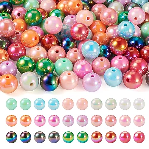 Spritewelry 120 Stück 15 mm UV-beschichtete runde Acrylperlen ABS-Perlen undurchsichtig Farbverlauf glatte Perlen 15 Farben lose Abstandshalter Perlen für Armband Halskette Ohrringe Tasche Kette DIY von Spritewelry