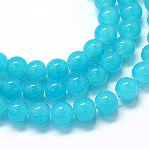 Spritewelry 145 Stück/Strang zum Backen, bemalte Jade-Glasperlen, rund, Glasperlen, Strang, mittelgroß, türkis, schimmernde Perlen für DIY-Schmuckherstellung, Loch: 1,5 mm von Spritewelry