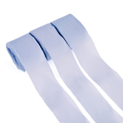 Spritewelry 15 m langes Seiden-Chiffonband, ausgefranster Rand, Drahtband für Einladungen, Blumensträuße, Geschenkverpackungen, Weihnachten, Party, Heimdekoration, Hellstahlblau Spritewelry 15 m langes Seiden-Chiffonband, ausgefranster Rand, Drahtband für Einladungen, Blumensträuße, Geschenkverpackungen, Weihnachten, Party, Heimdekoration, Hellstahlblau von Spritewelry