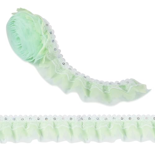 Spritewelry 2 m lange plissierte Chiffon-Spitzenborte, 2-lagig, geraffte Rüschenborte, Stoffband für Heimwerker, Nähen, Basteln, Kostüm-Applikation, Dekoration, 50 mm Spritewelry 2 m lange plissierte Chiffon-Spitzenborte, 2-lagig, geraffte Rüschenborte, Stoffband für Heimwerker, Nähen, Basteln, Kostüm-Applikation, Dekoration, 50 mm von Spritewelry