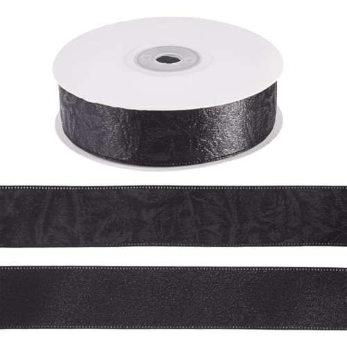 Spritewelry 20 Yards Kunstlederband 25 mm breit Kunstleder Polyester Band Gürtel Streifen für Geschenkverpackungen Schleifen Blumenstrauß DIY Handwerk Kleidung Zubehör Schwarz von Spritewelry