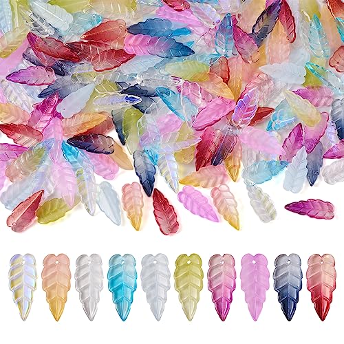 Spritewelry 200 Stück Blatt-Kristallglasperlen, bunte Blätter, Abstandshalter für Schmuck, Ohrringe, Armbänder, Halsketten, Schlüsselanhänger, Basteln von Spritewelry