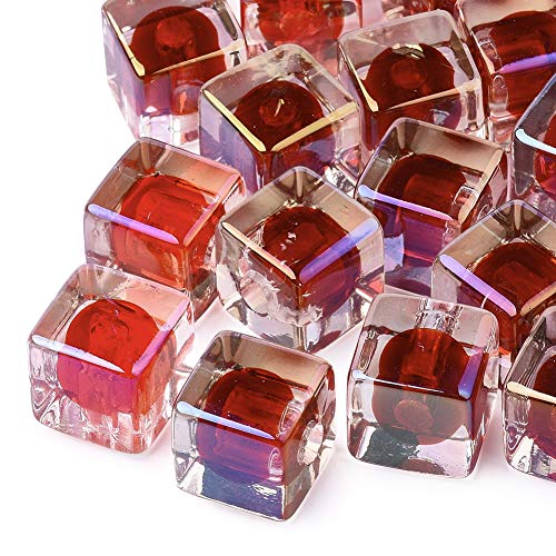 Spritewelry 20pcs Cube Transparent Acrylic Beads Large Hole Bead in Bead Half Drilled Beads Dark Red Crystal Spacer Loose Beads for Necklace Bracelet DIY Jewelry Crafts Making Supplies von Spritewelry