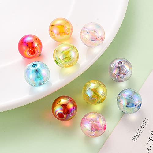 Spritewelry 940 Einheiten/500 g, 10 mm, Cuentas acrílicas transparentes coloridas redondas Bolas de plástico cuentas de Cristal AB Color sueltas von Spritewelry